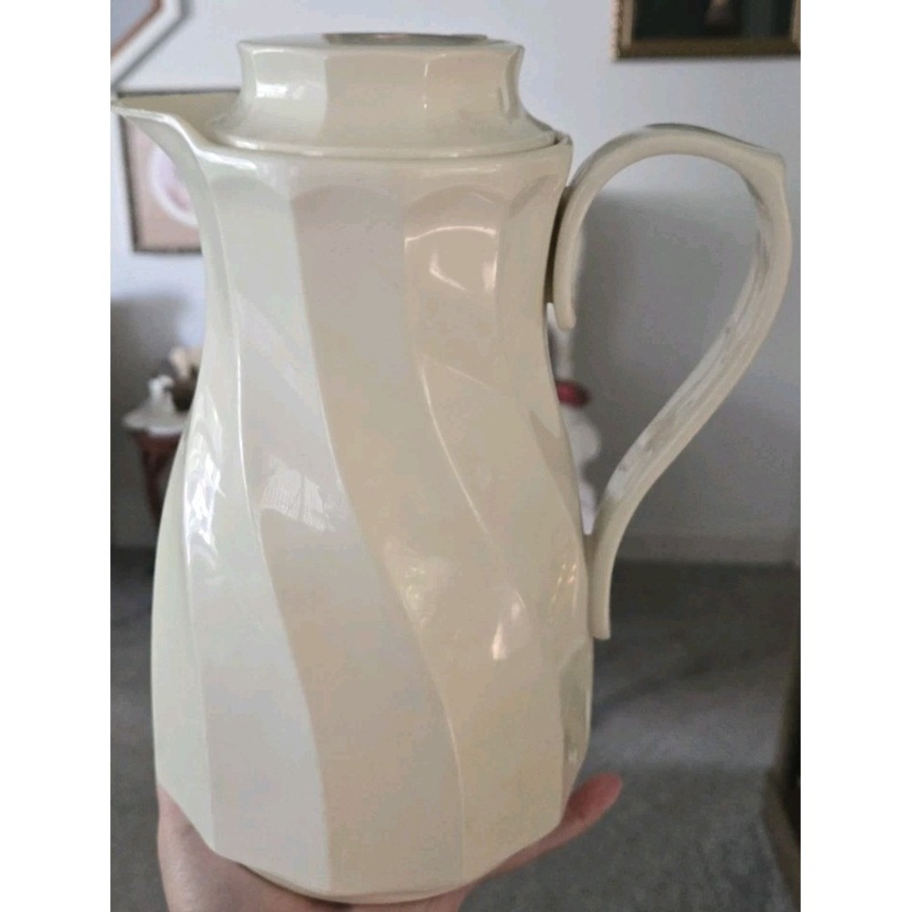 Vintage Thermos West Germany Insulated Coffee Carafe Ivory 1985 Glass Liner